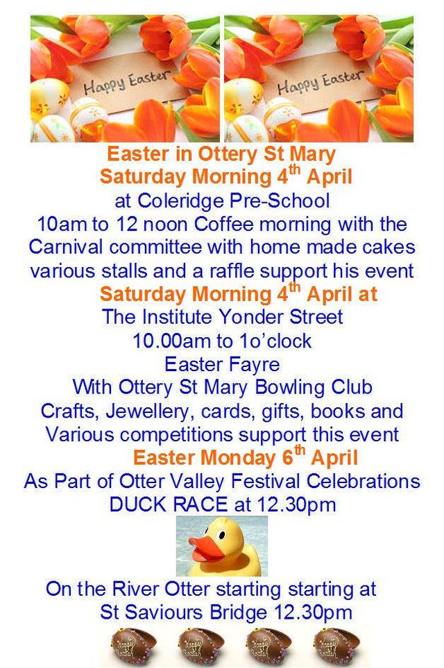 Final reminder of Easter Monday Activities image