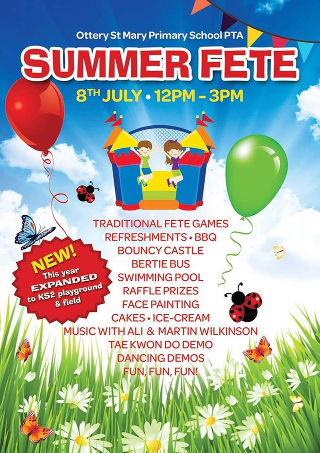 Ottery St Mary Primary School Fete - this Saturday 8 July 2017 image