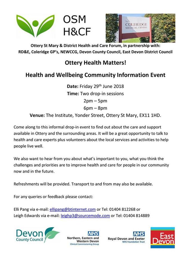 Ottery Health Matters - Have your say image