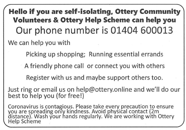 Help is at hand - Ottery Community Volunteers & Ottery Help Scheme image