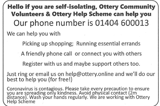 Help is at hand - Ottery Community Volunteers & Ottery Help Scheme image